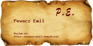 Pevecz Emil névjegykártya